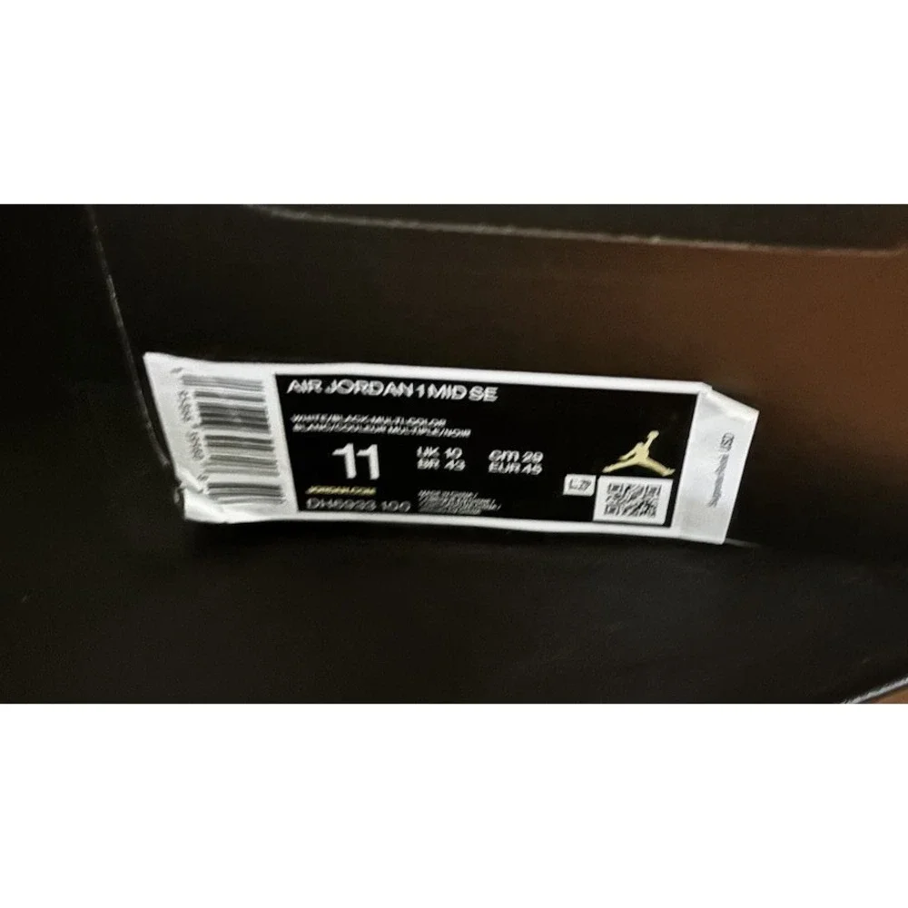 Air Jordan 1 MID SE Diamond Shoes Mens - Size 11 - White Black - DH6933-100